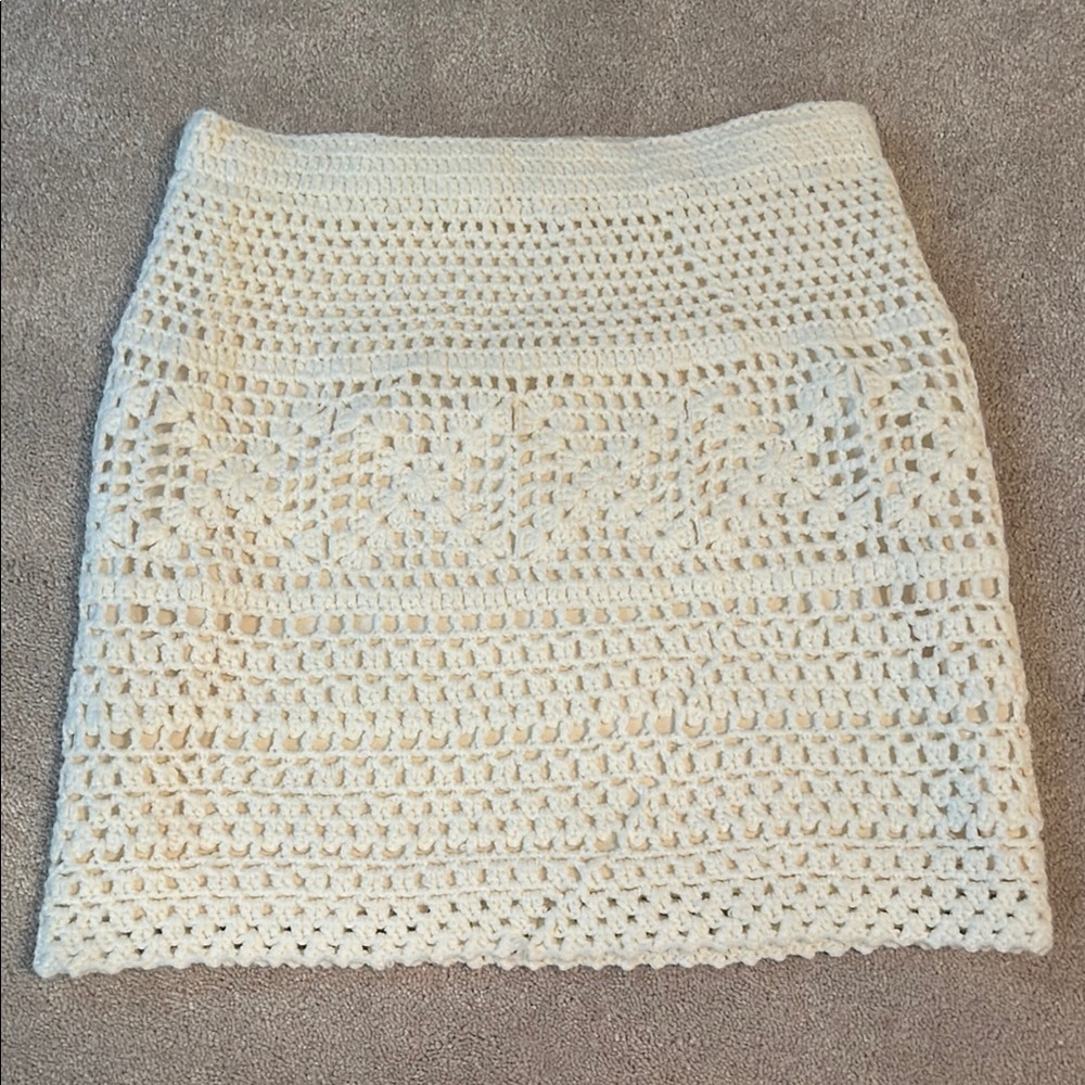 Elegant Cream Crochet Skirt